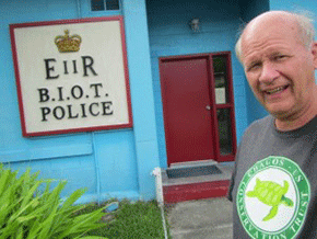 Doug outside B.I.O.T. police station in Diego Garcia